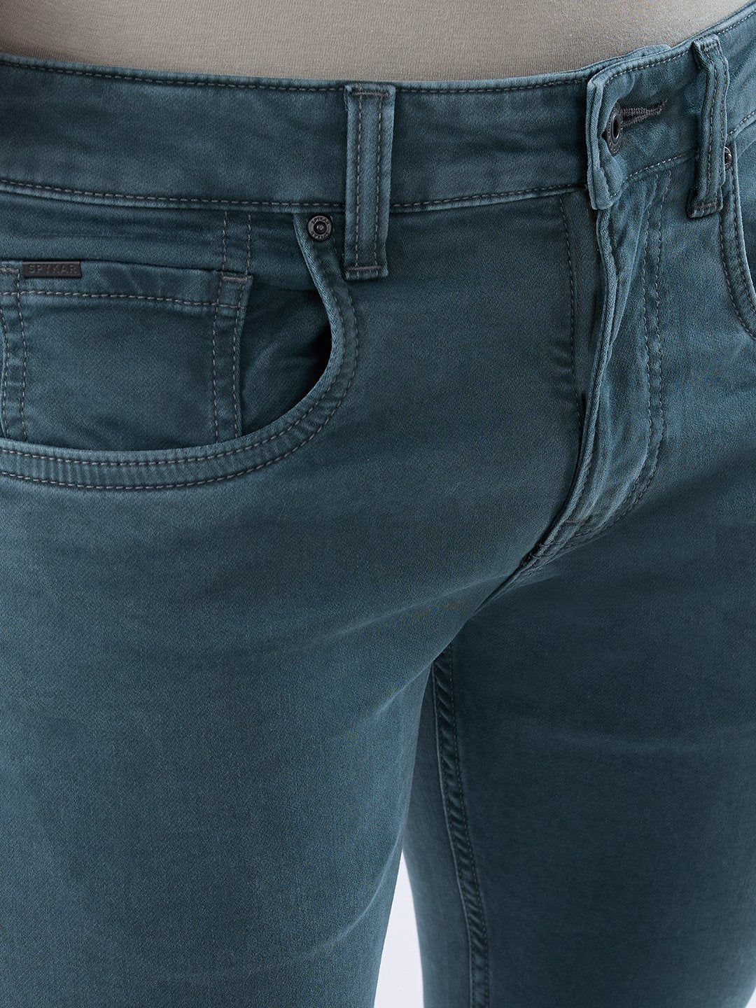 Spykar Sage Green Slim Fit Low Rise Jeans For Men