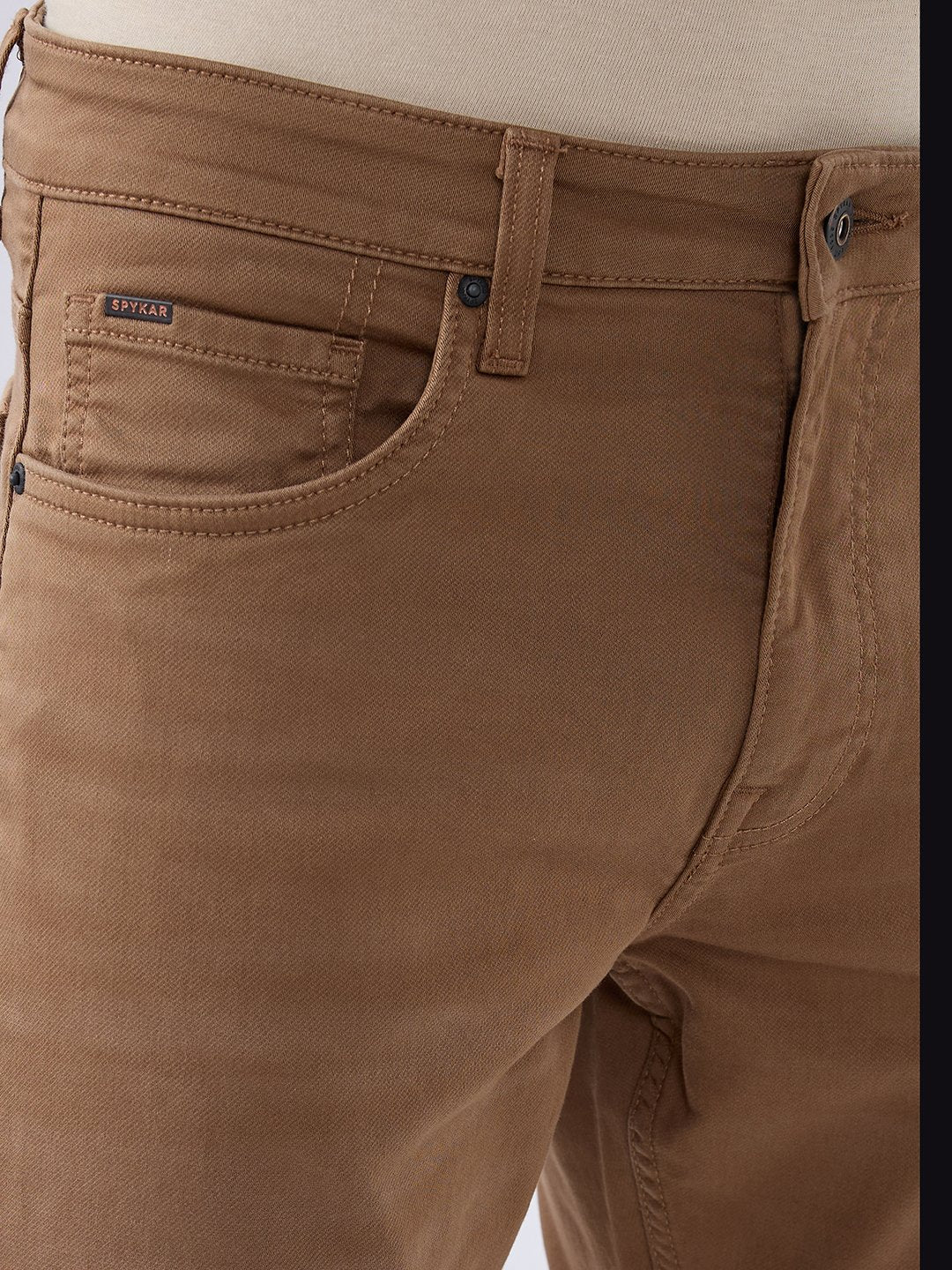 Spykar Mud Brown Comfort Fit Mid Rise Jeans For Men