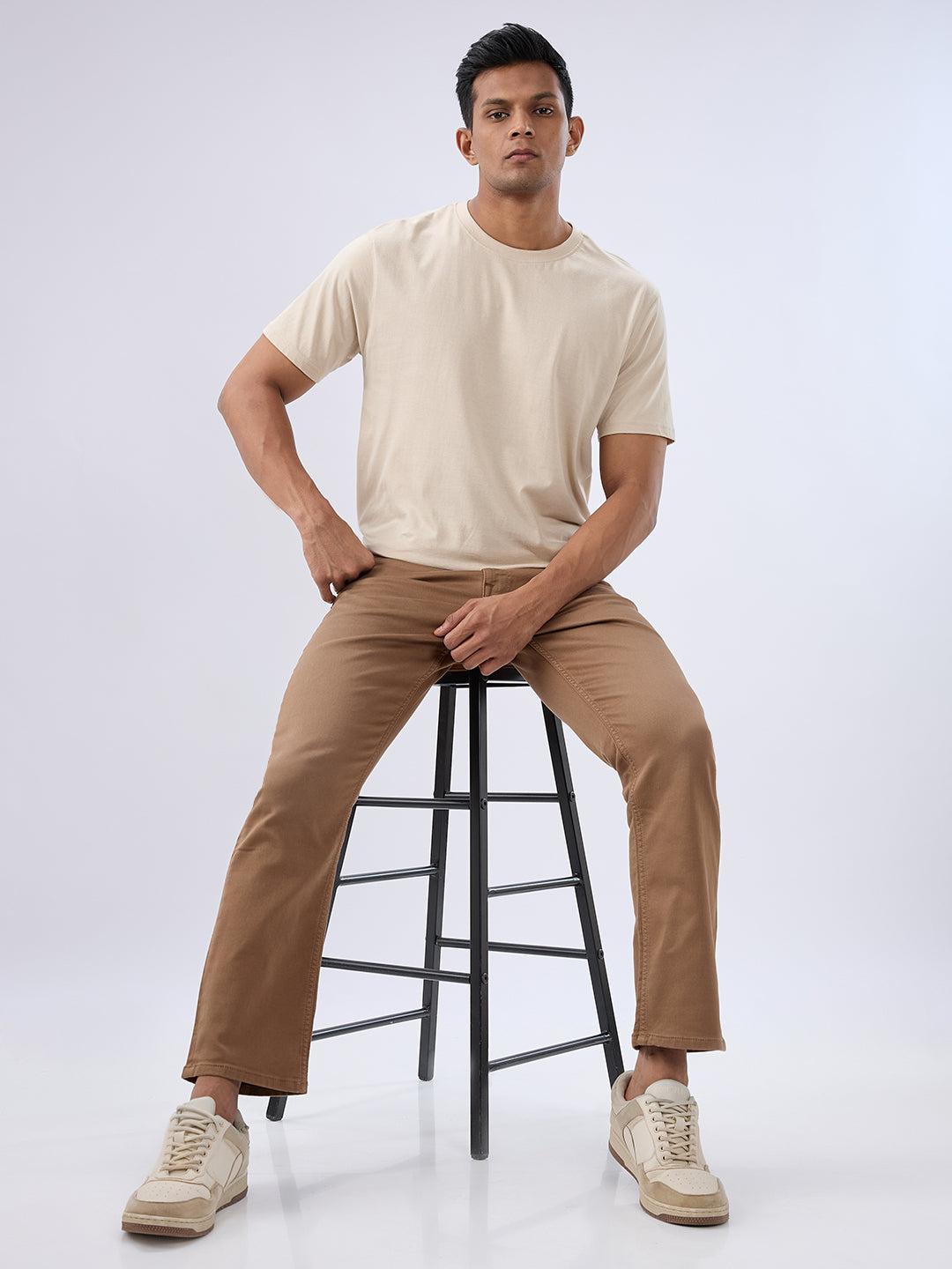 Spykar Mud Brown Comfort Fit Mid Rise Jeans For Men