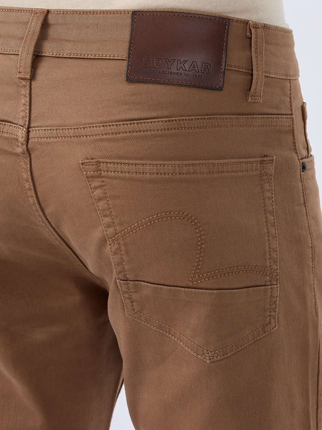 Spykar Mud Brown Comfort Fit Mid Rise Jeans For Men