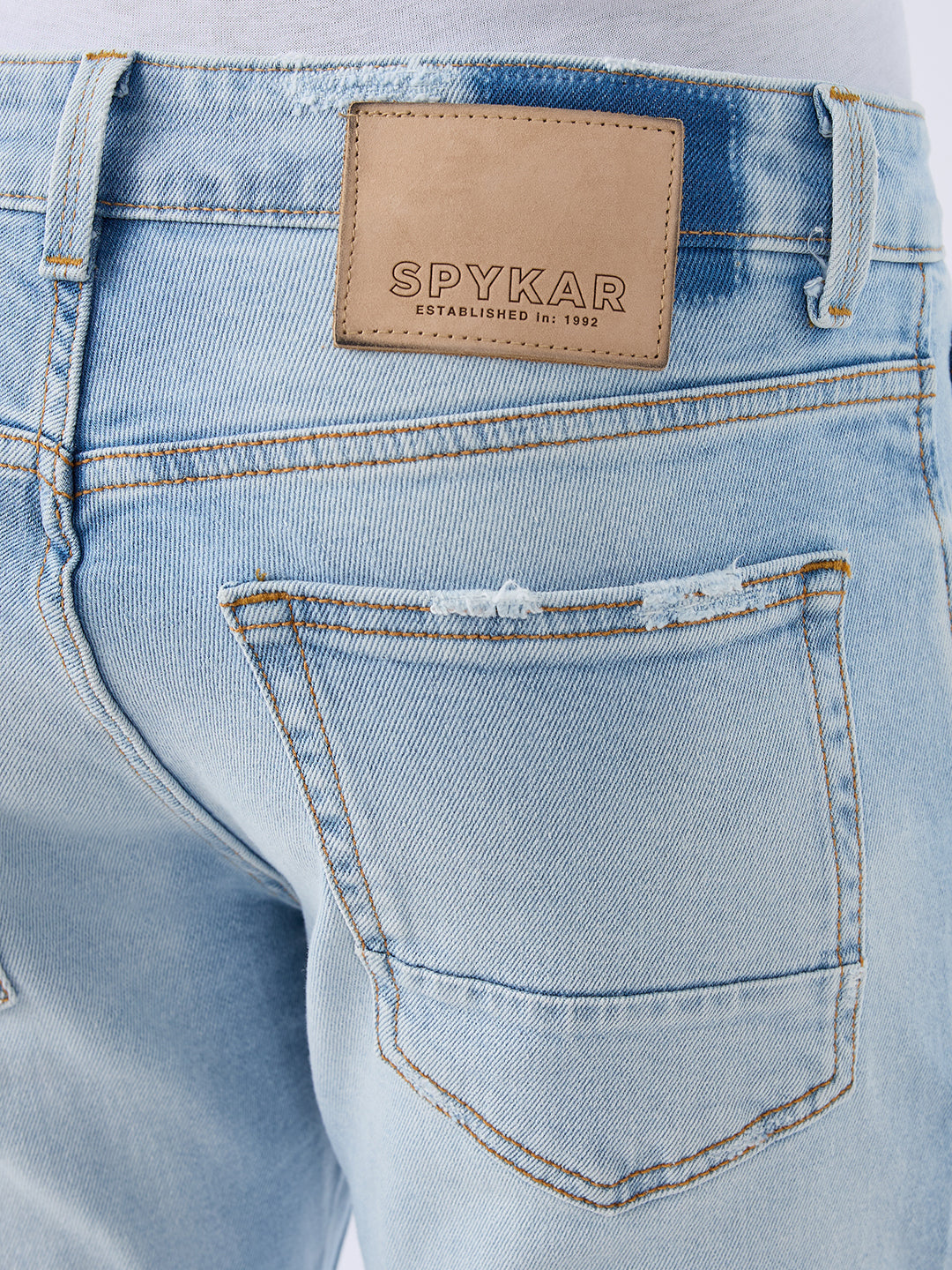 Spykar Light Blue Comfort Fit Mid Rise Jeans For Men