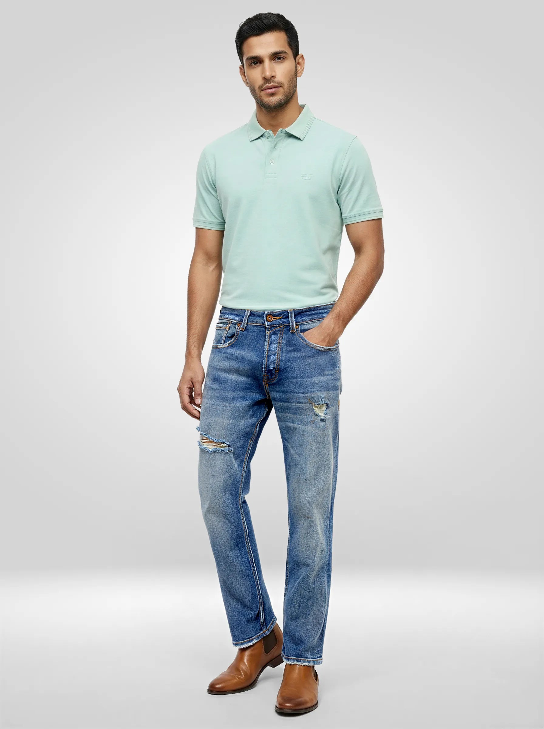 Men Chico Jeans Relaxed Fit Mid Blue Mid Rise