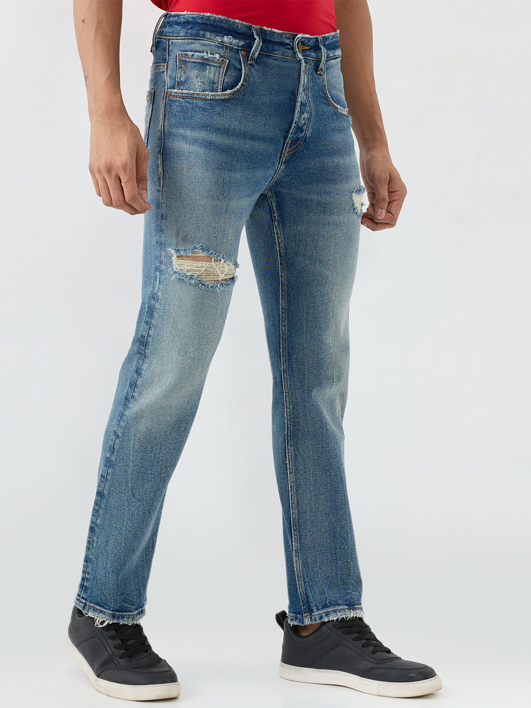 Men Jeans Comfort Fit Blue Mid Rise