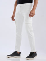 Men Jeans Regular Fit White Mid Rise