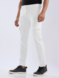 Men Jeans Regular Fit White Mid Rise
