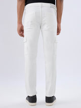 Men Jeans Regular Fit White Mid Rise