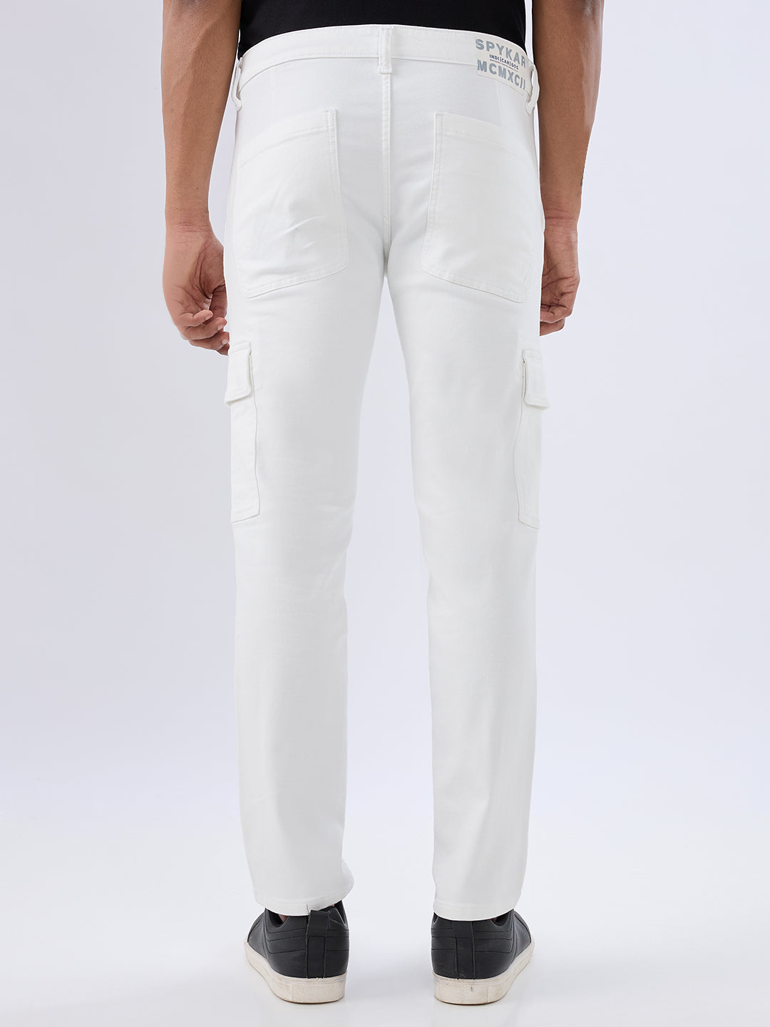 Men Jeans Regular Fit White Mid Rise
