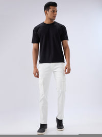 Men Jeans Regular Fit White Mid Rise