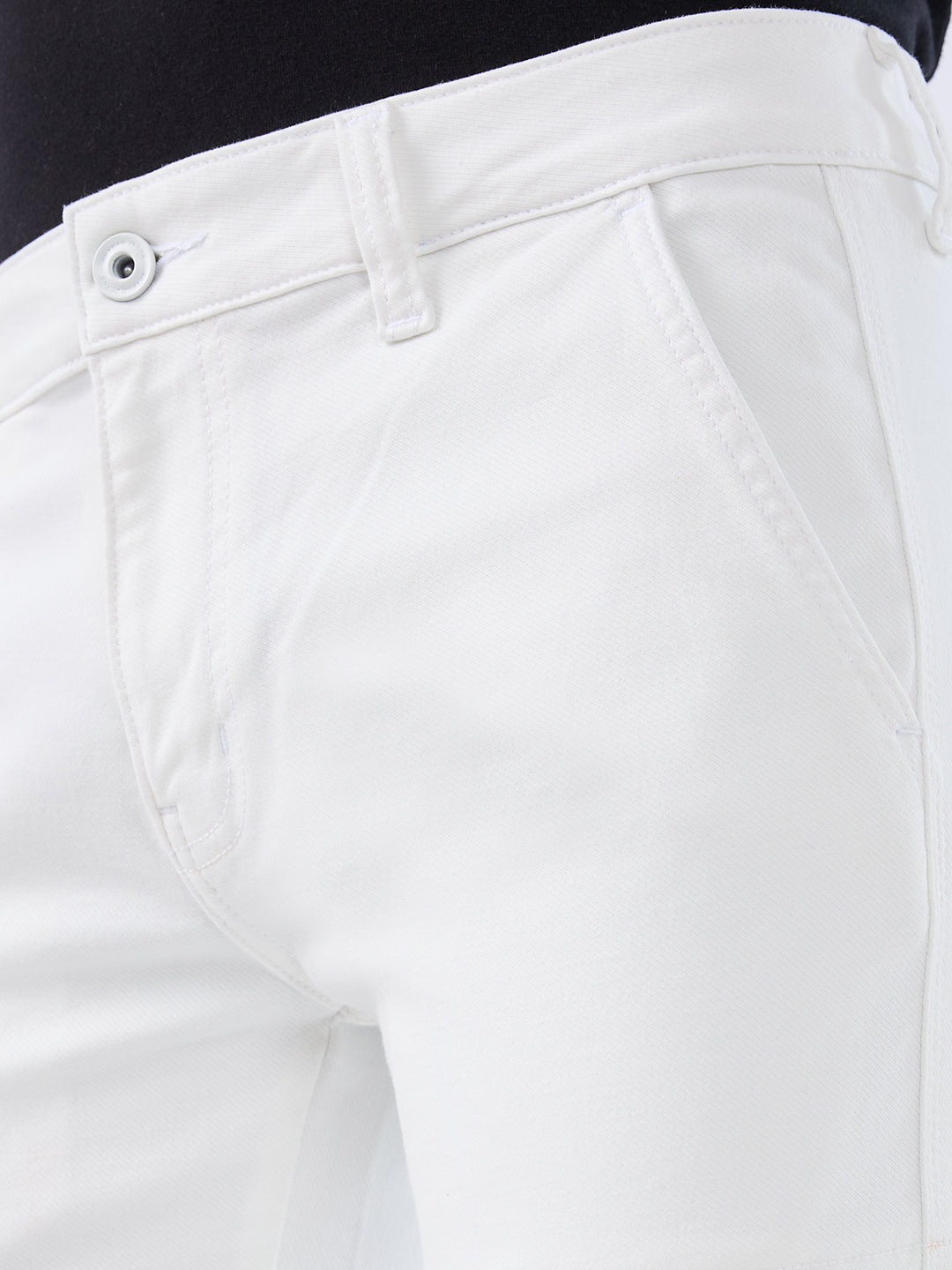 Men Jeans Regular Fit White Mid Rise