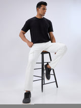 Men Jeans Regular Fit White Mid Rise