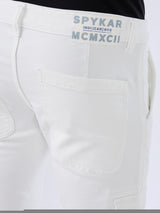 Men Jeans Regular Fit White Mid Rise