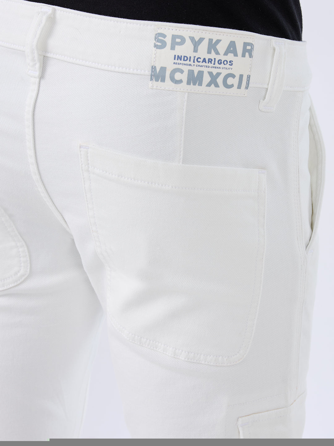 Men Jeans Regular Fit White Mid Rise