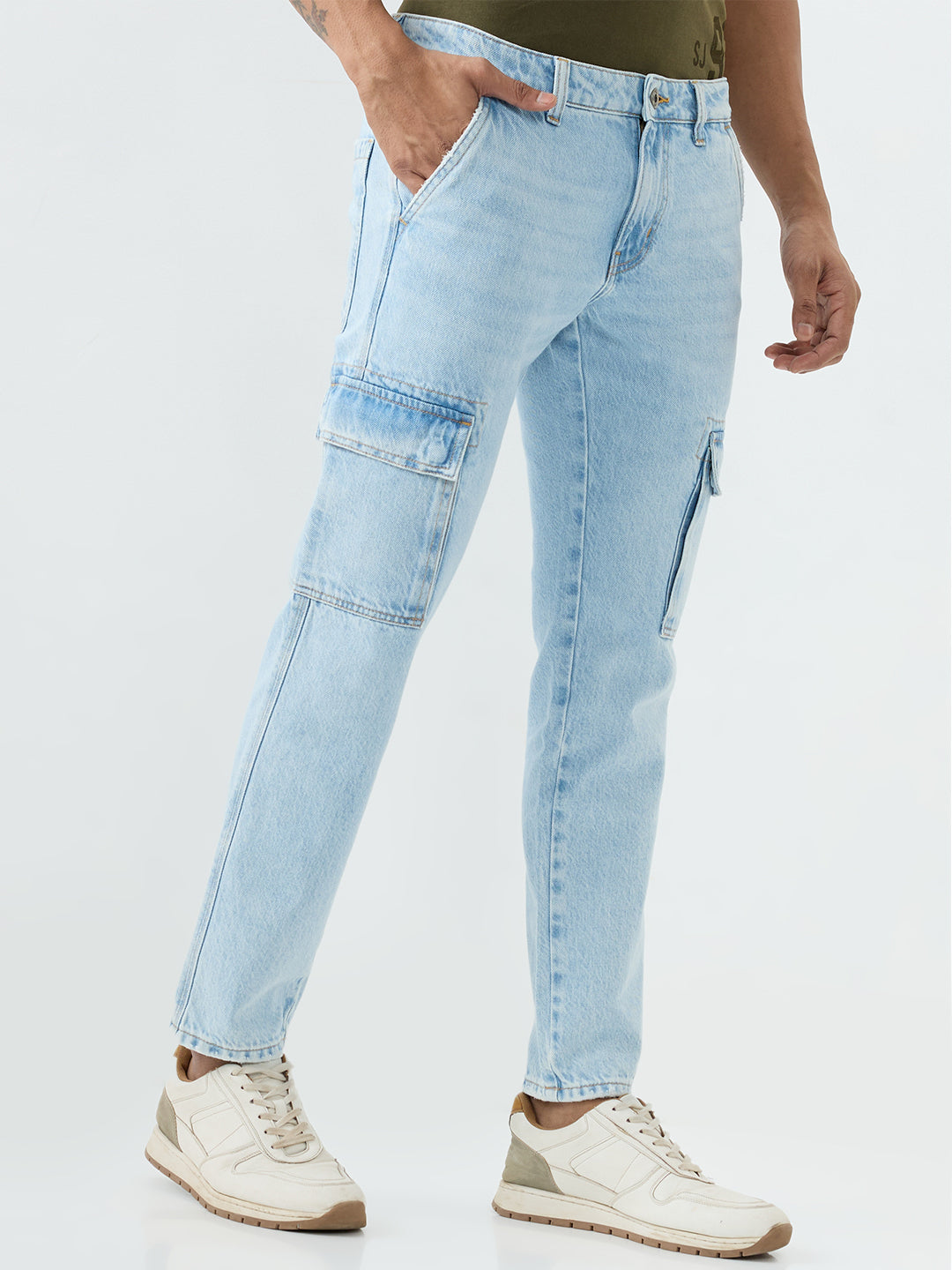 Men Jeans Regular Fit Blue Mid Rise