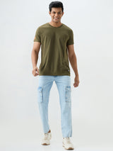 Men Jeans Regular Fit Blue Mid Rise
