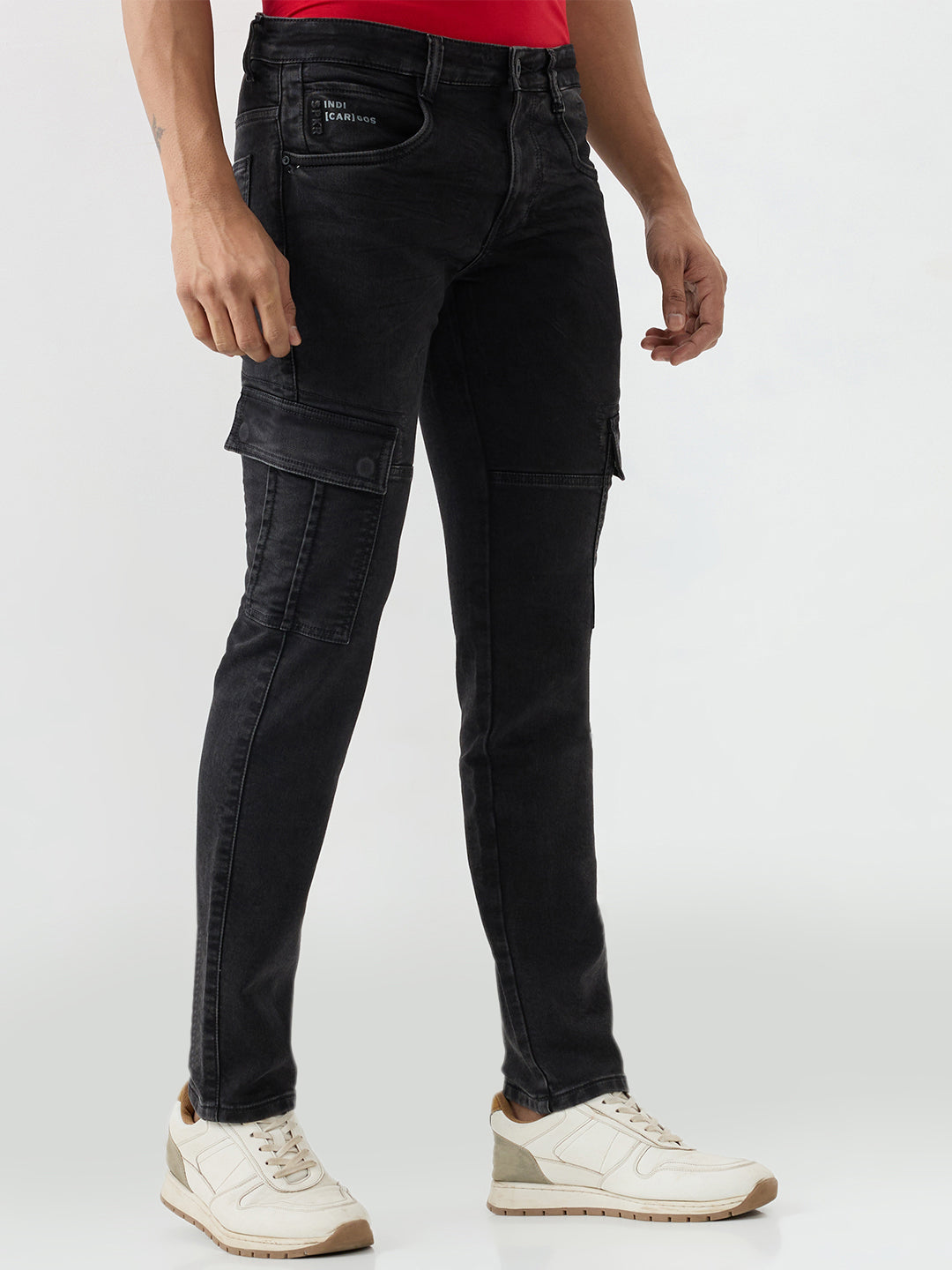 Spykar Carbon Black Regular Fit Mid Rise Jeans For Men