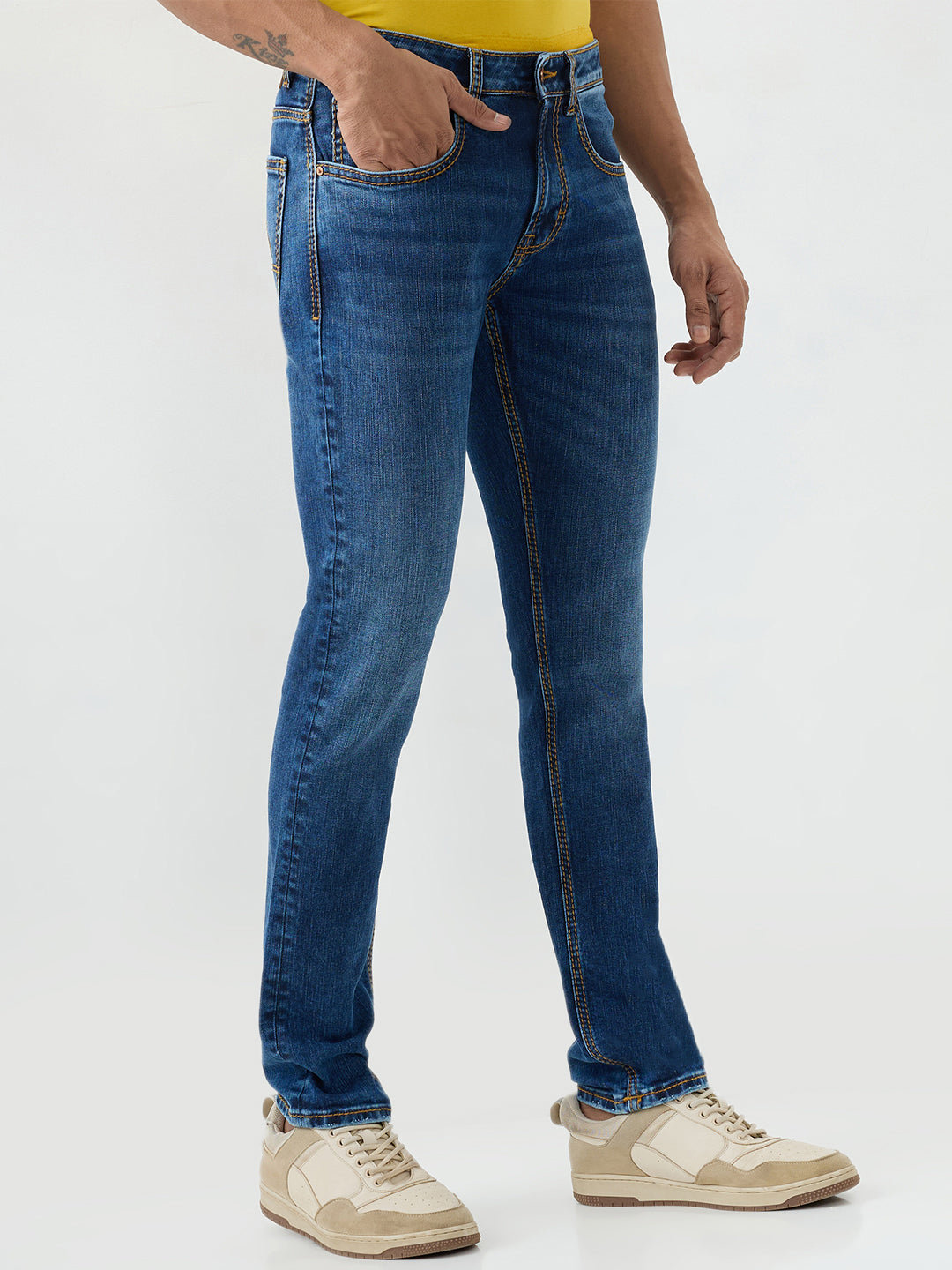 Spykar Dark Blue Slim Fit Low Rise Jeans For Men