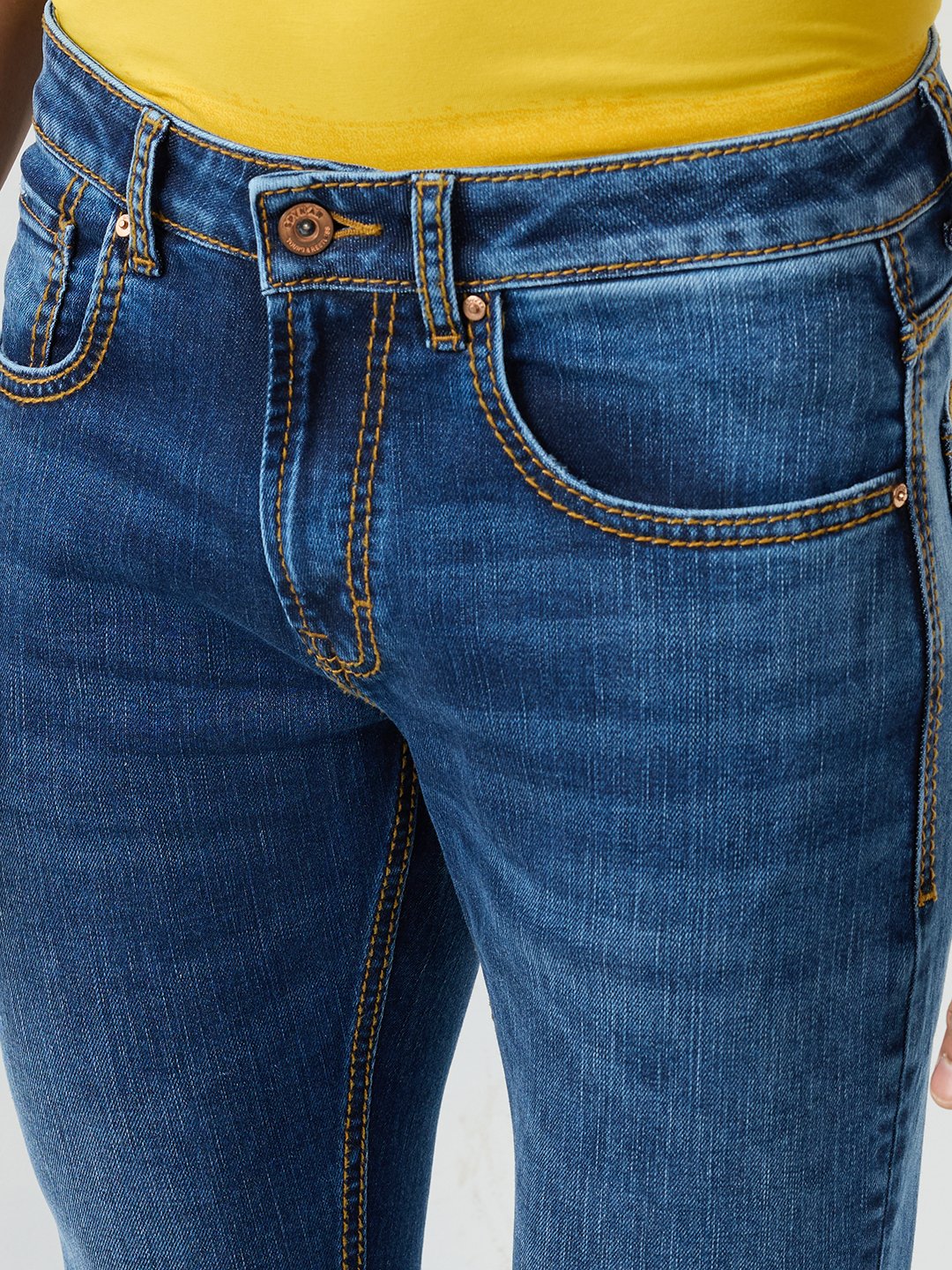 Men Kano Jeans Slim Fit Blue Low Rise