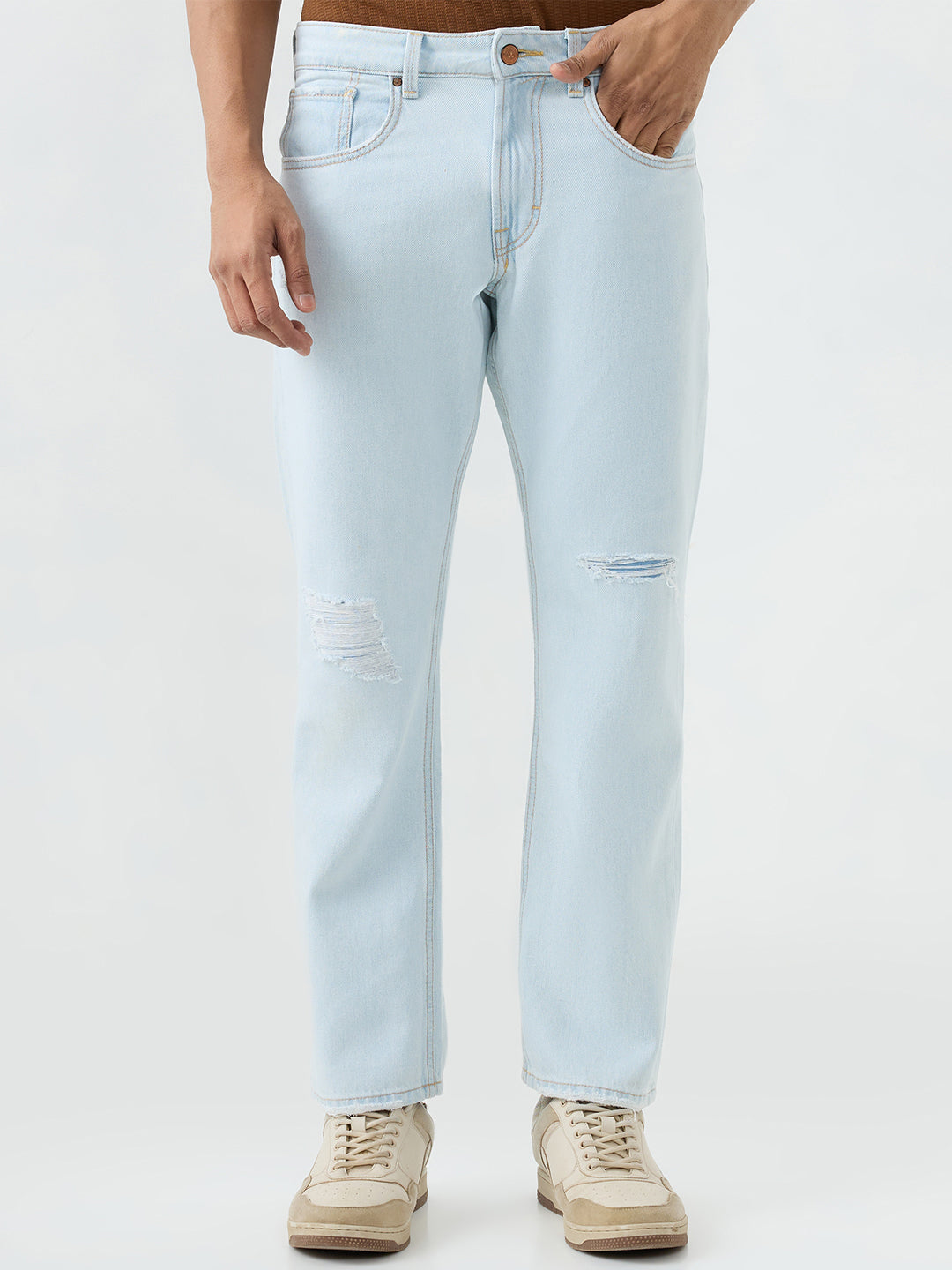 Spykar Vintage Blue Comfort Fit Mid Rise Jeans For Men