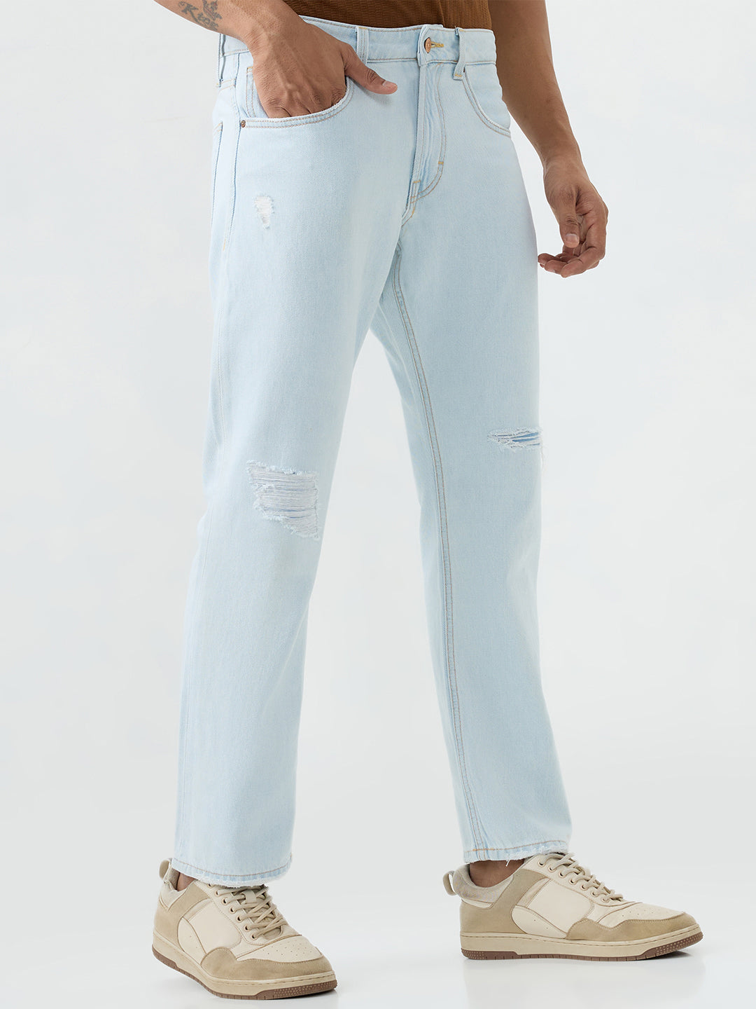 Spykar Vintage Blue Comfort Fit Mid Rise Jeans For Men