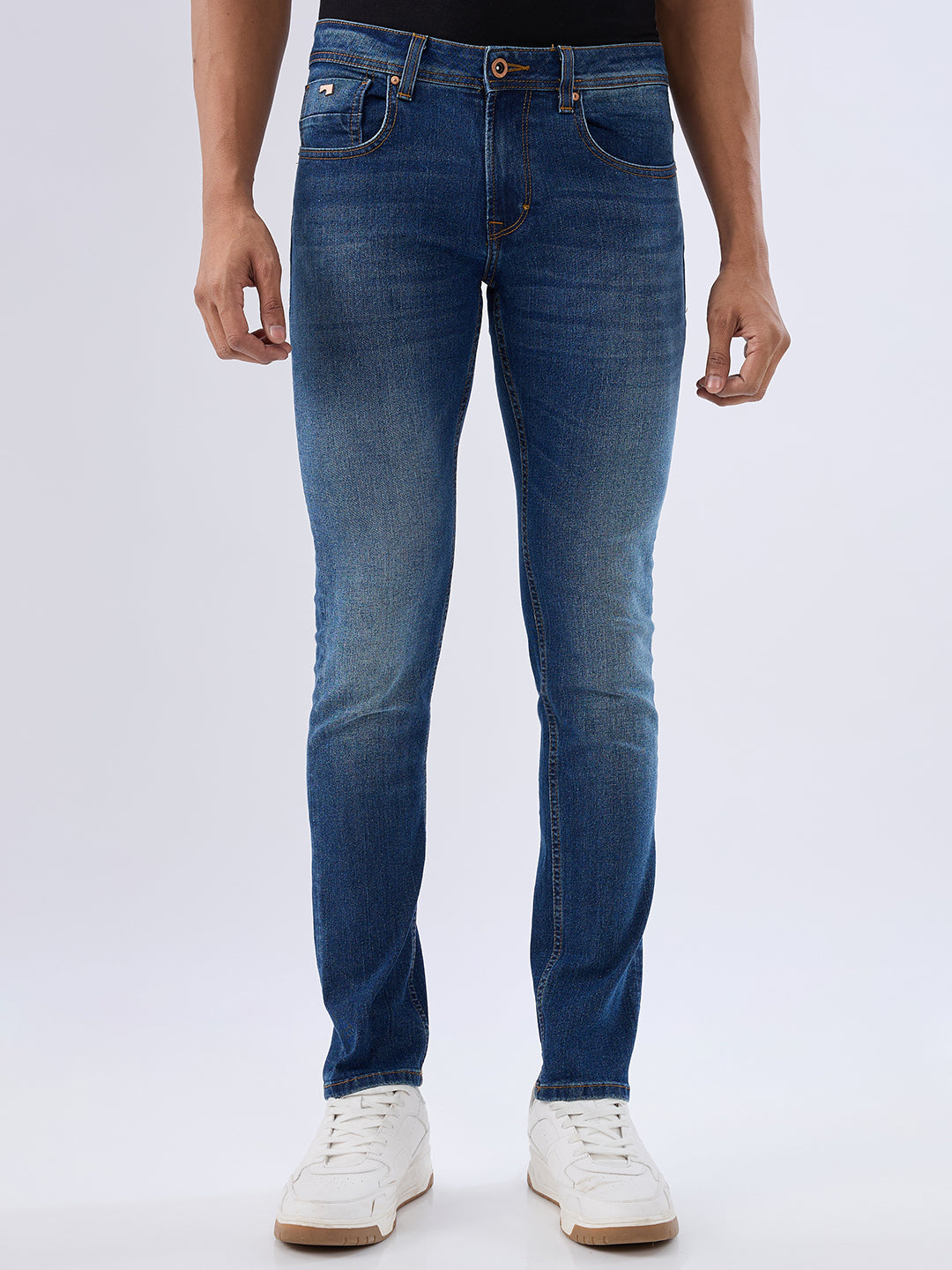 Spykar Dark Blue Slim Fit Low Rise Jeans For Men