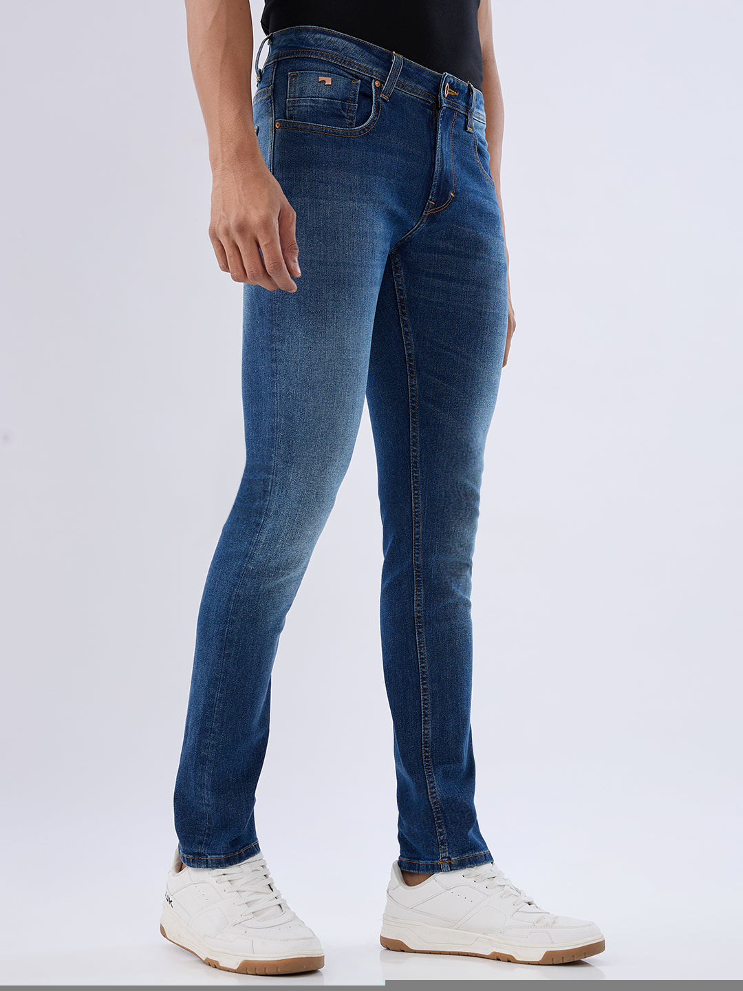 Spykar Dark Blue Slim Fit Low Rise Jeans For Men