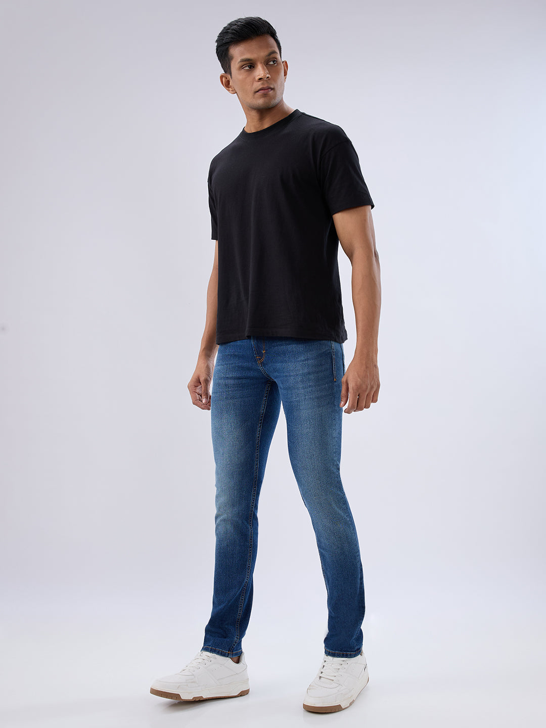 Spykar Dark Blue Slim Fit Low Rise Jeans For Men