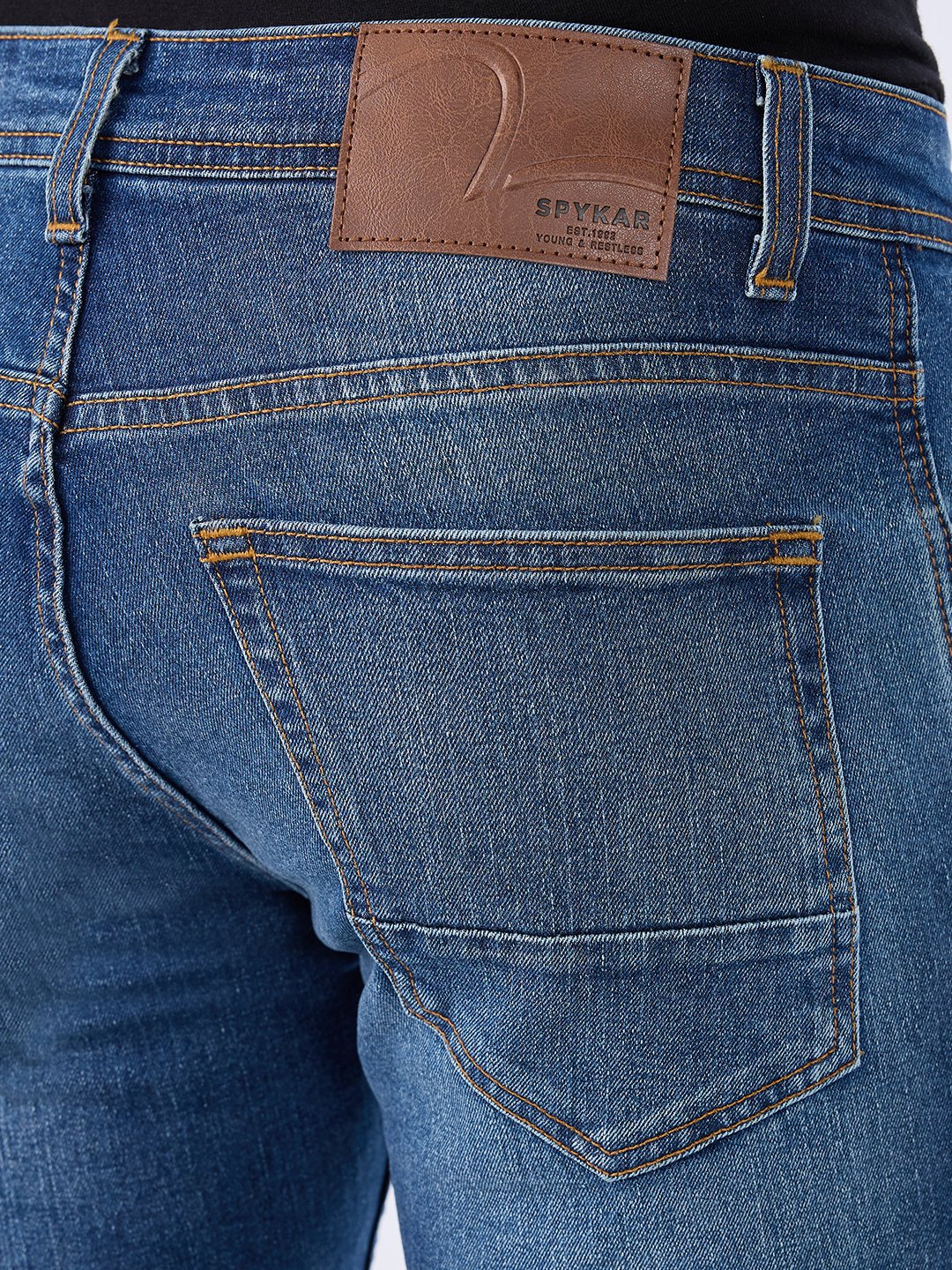 Spykar Dark Blue Slim Fit Low Rise Jeans For Men
