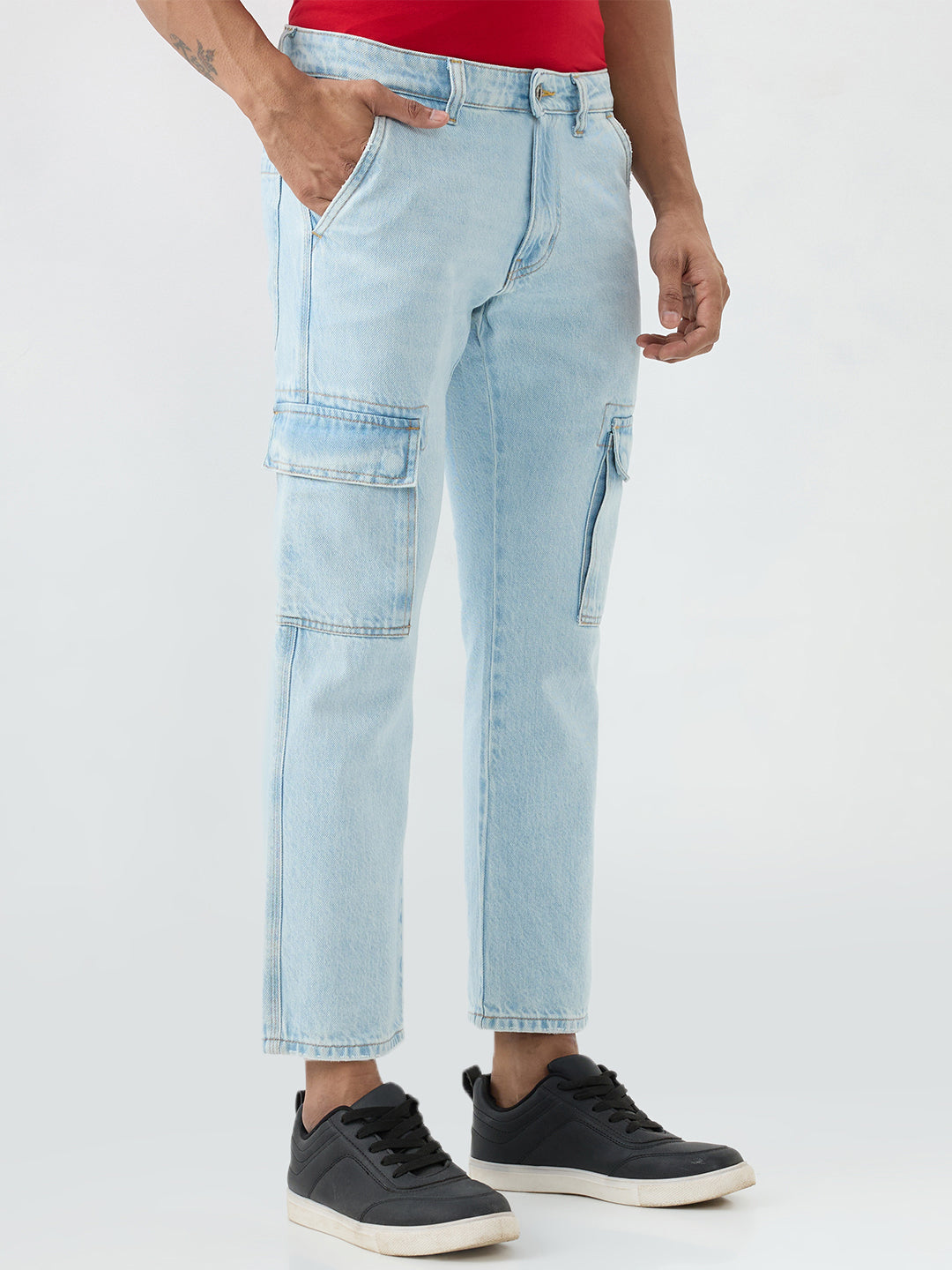 Men Jeans Comfort Fit Blue Mid Rise