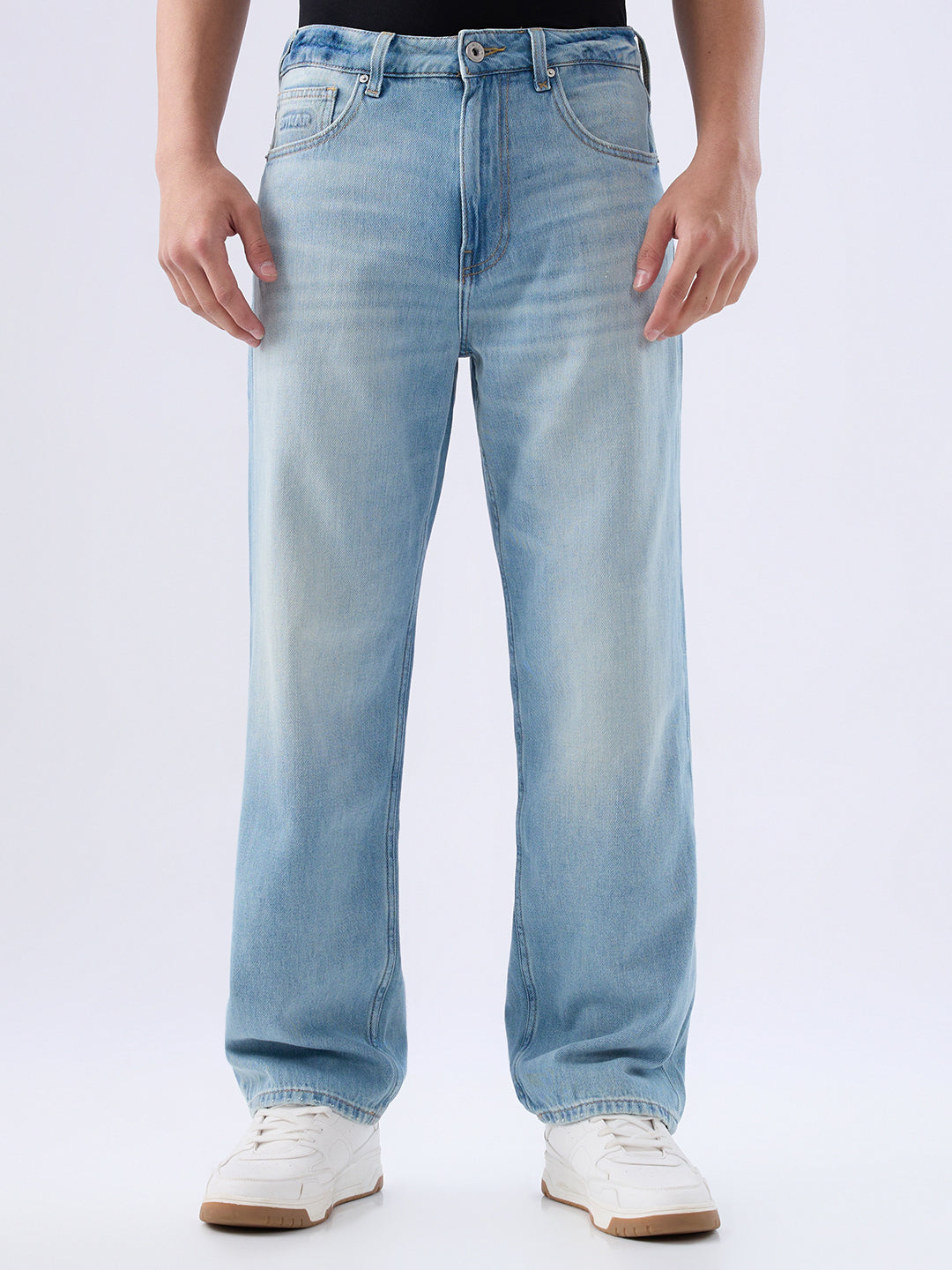 Spykar Ice Blue Loose Fit Low Rise Jeans For Men