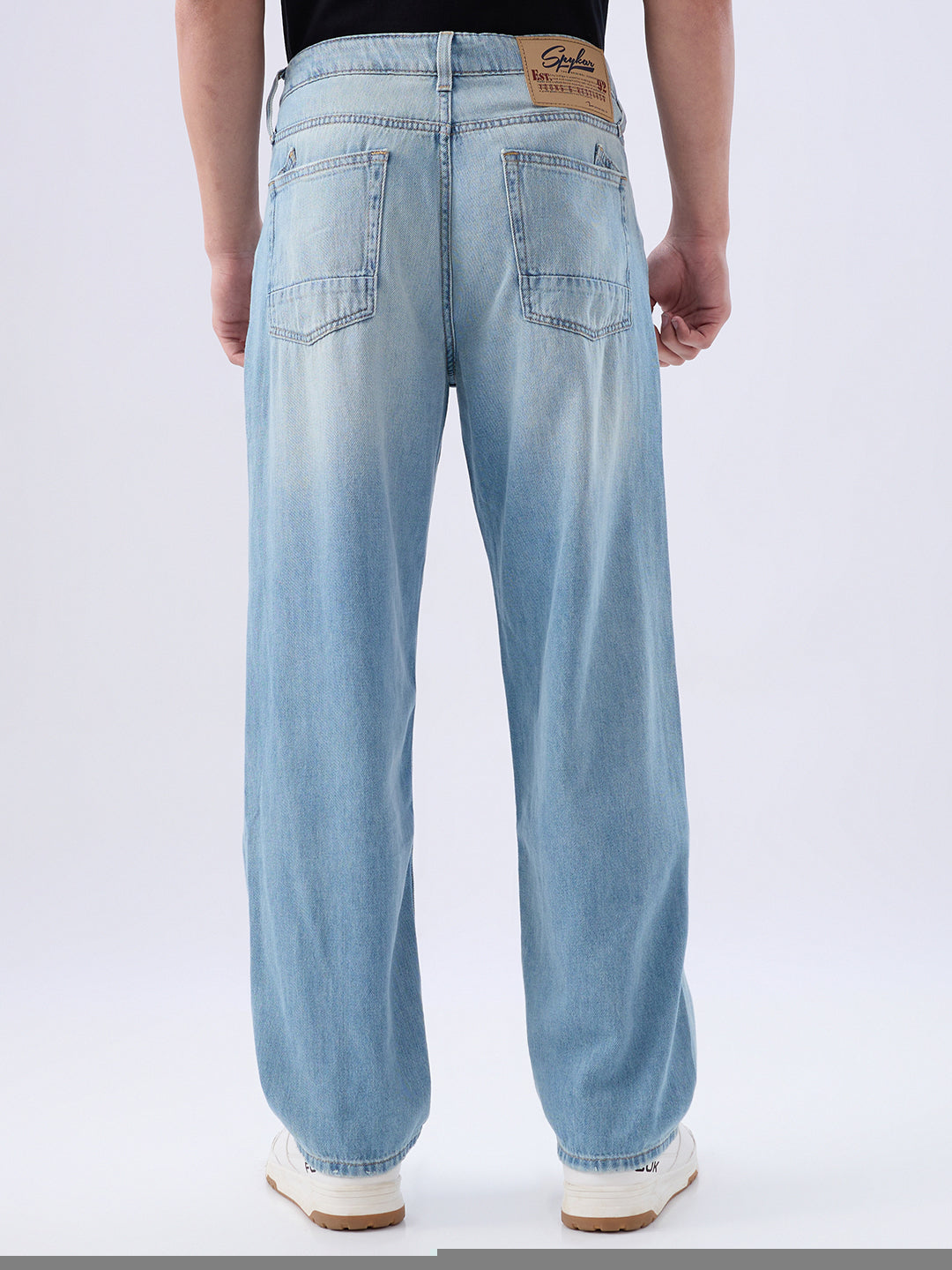 Spykar Ice Blue Loose Fit Low Rise Jeans For Men