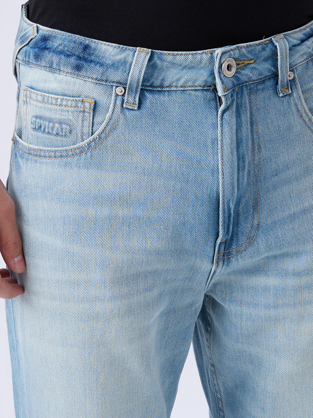 Spykar Ice Blue Loose Fit Low Rise Jeans For Men