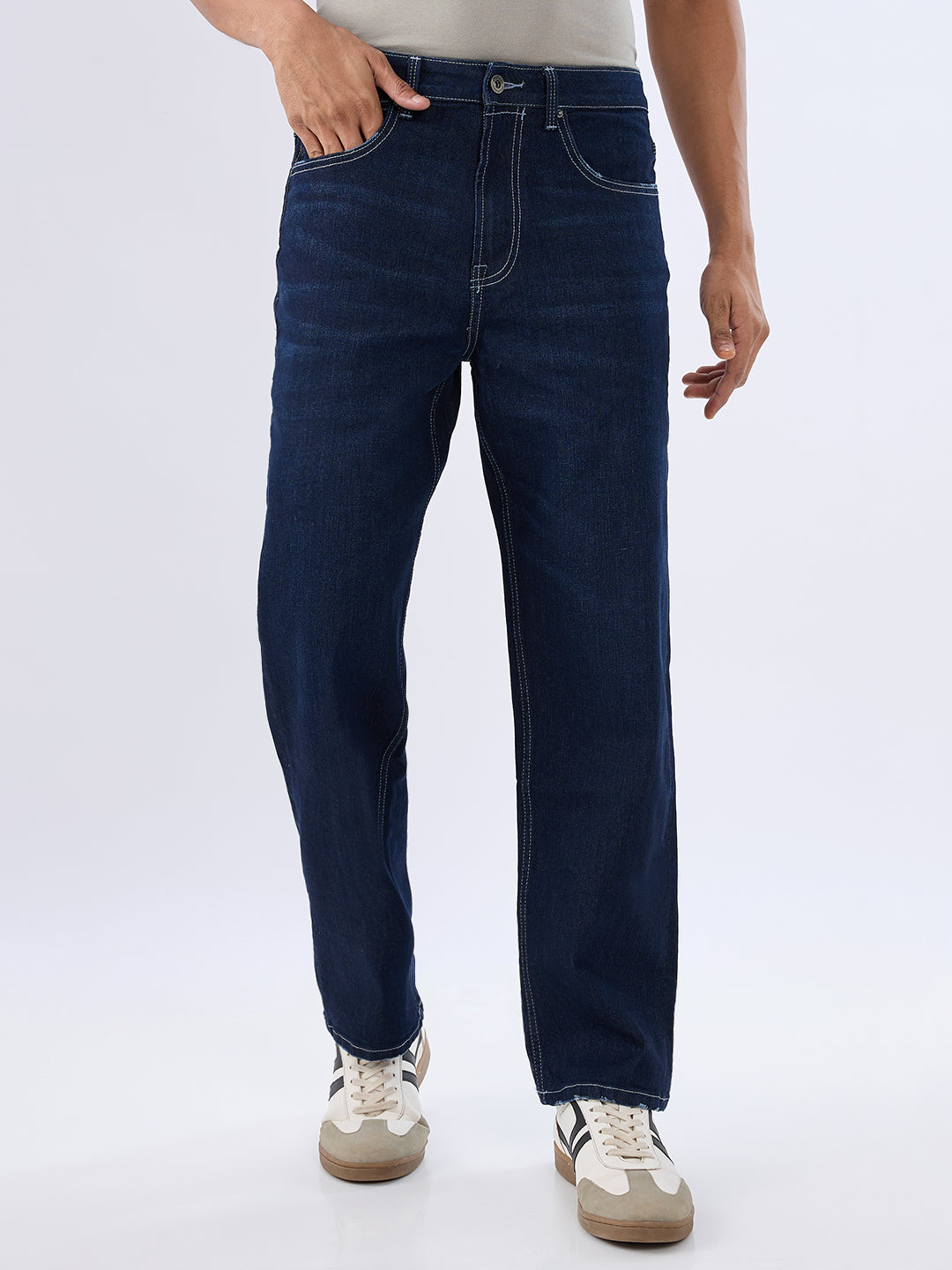 Spykar Raw Blue Loose Fit Low Rise Jeans For Men