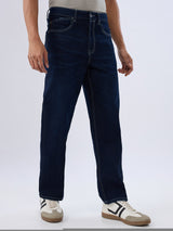 Men Ikemen Jeans Loose Fit Blue Low Rise