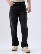 Men Ikemen Jeans Loose Fit Black Low Rise