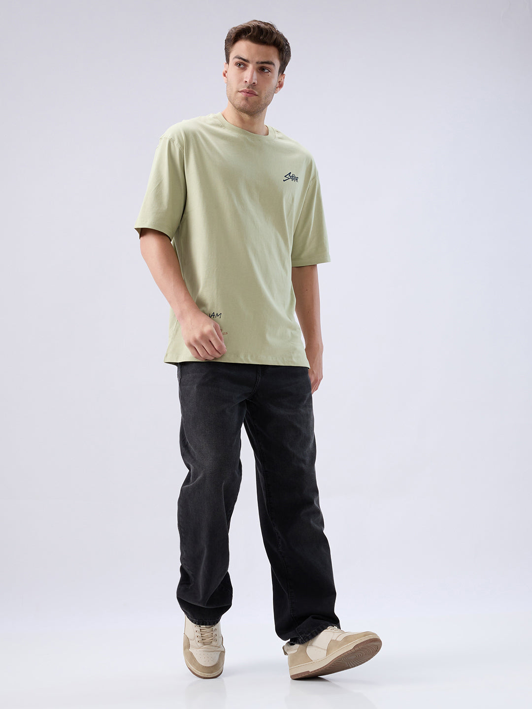 Men Ikemen Jeans Loose Fit Black Low Rise