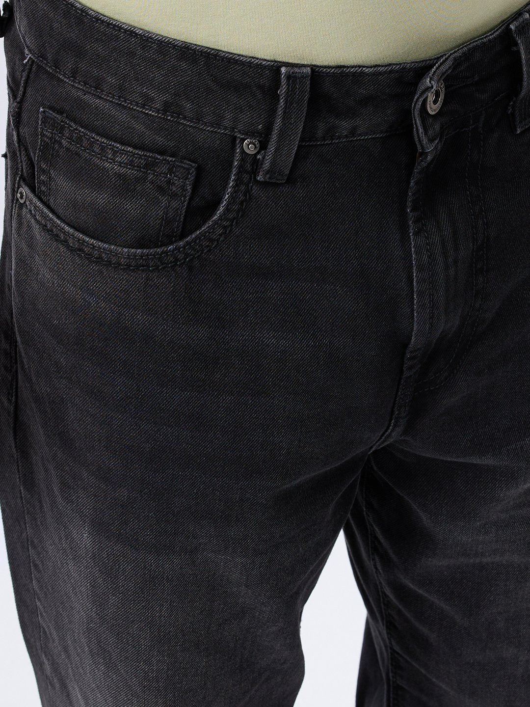 Spykar Carbon Black Loose Fit Low Rise Jeans For Men