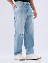 Men Jeans Loose Fit Blue Low Rise