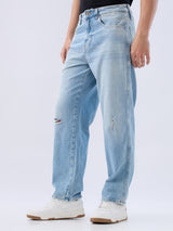 Men Jeans Loose Fit Blue Low Rise