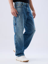 Men Ikemen Jeans Loose Fit Blue Low Rise