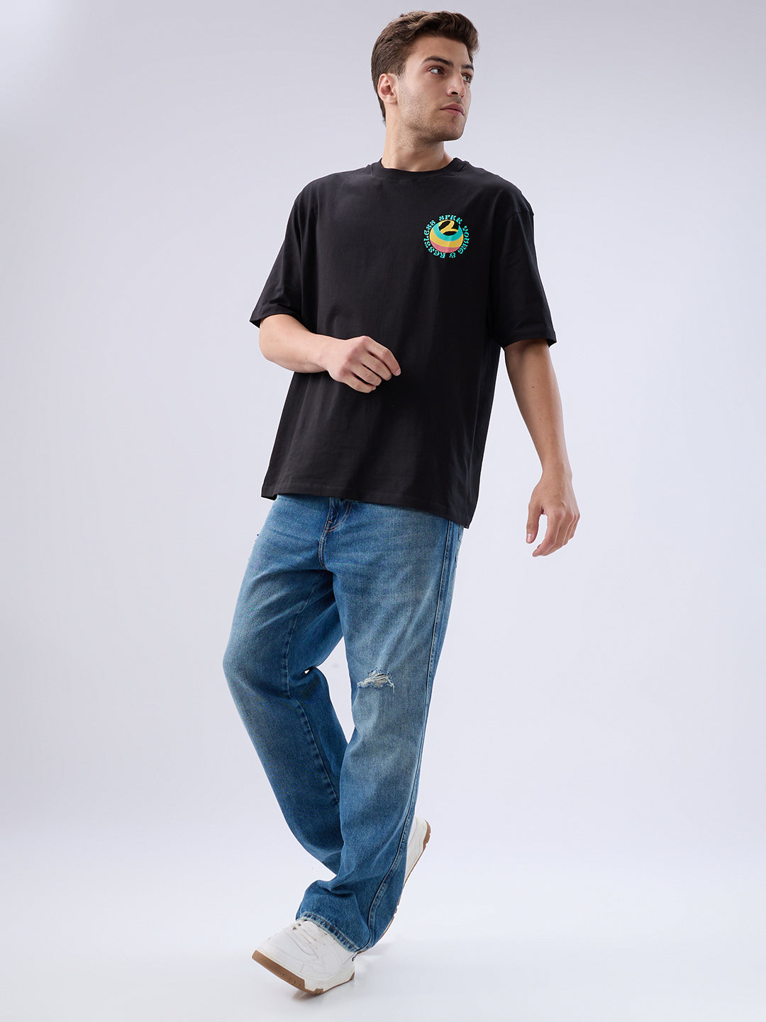 Men Ikemen Jeans Loose Fit Blue Low Rise