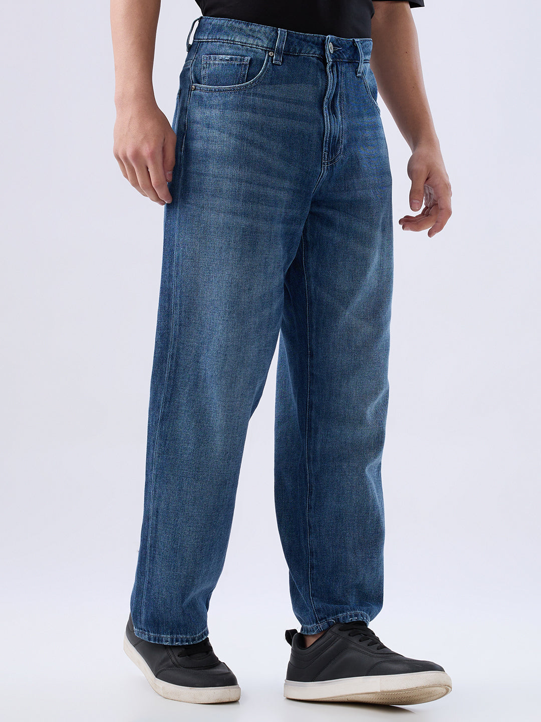 Spykar Dark Blue Loose Fit Low Rise Jeans For Men