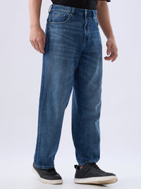 Men Ikemen Jeans Loose Fit Blue Low Rise