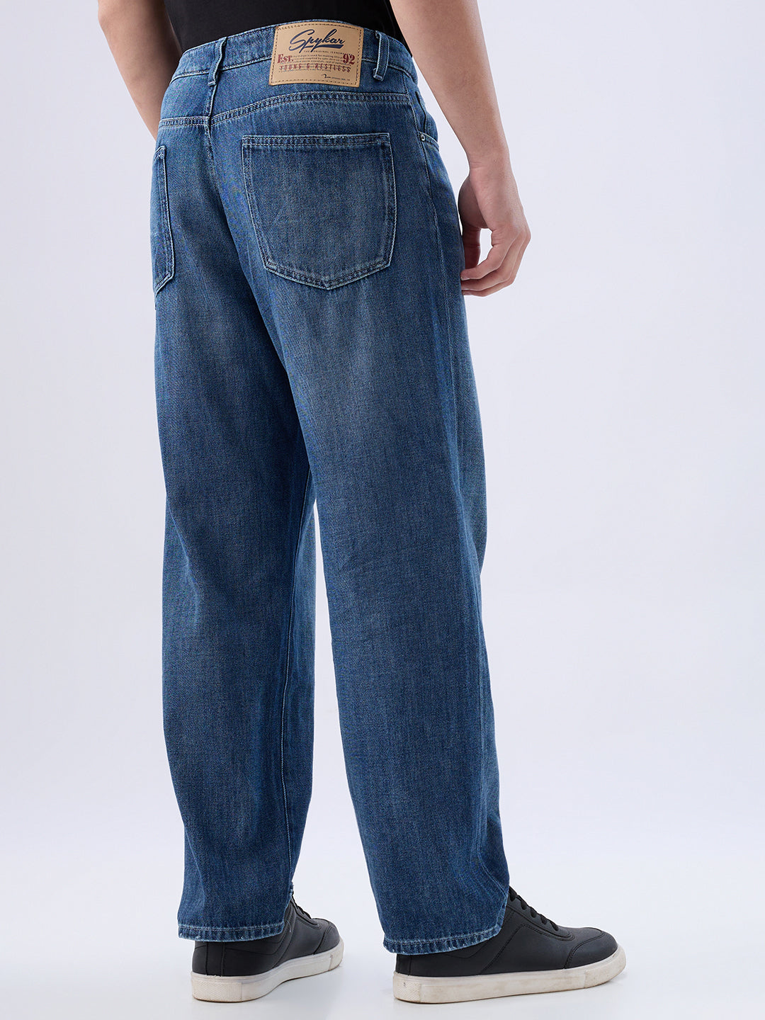 Spykar Dark Blue Loose Fit Low Rise Jeans For Men