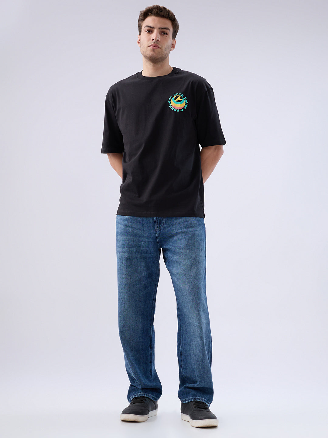 Men Ikemen Jeans Loose Fit Blue Low Rise