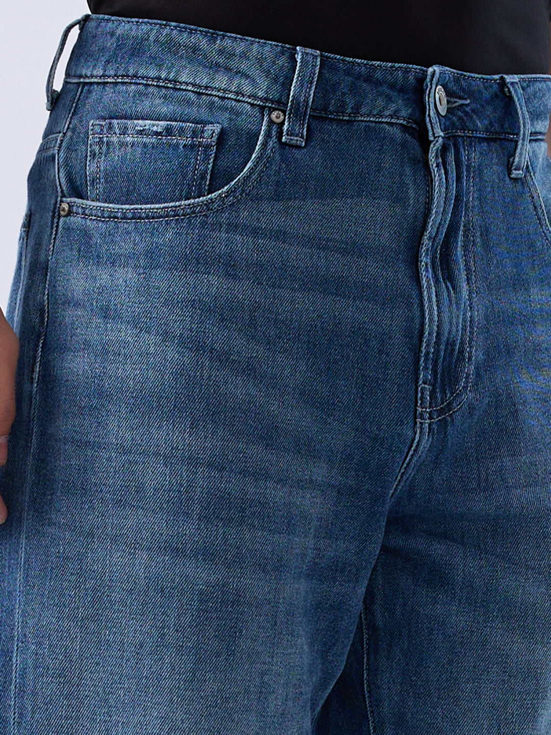 Spykar Dark Blue Loose Fit Low Rise Jeans For Men