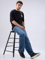 Men Ikemen Jeans Loose Fit Blue Low Rise