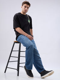 Men Ikemen Jeans Loose Fit Blue Low Rise