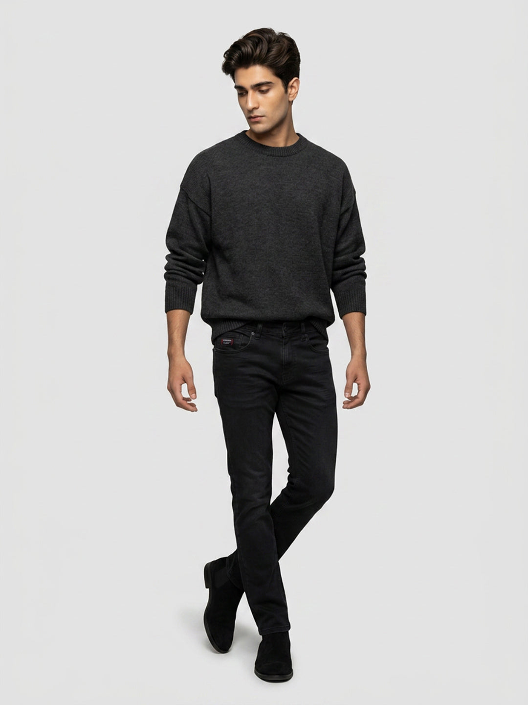 Men Rover Jeans Regular Fit Black Mid Rise