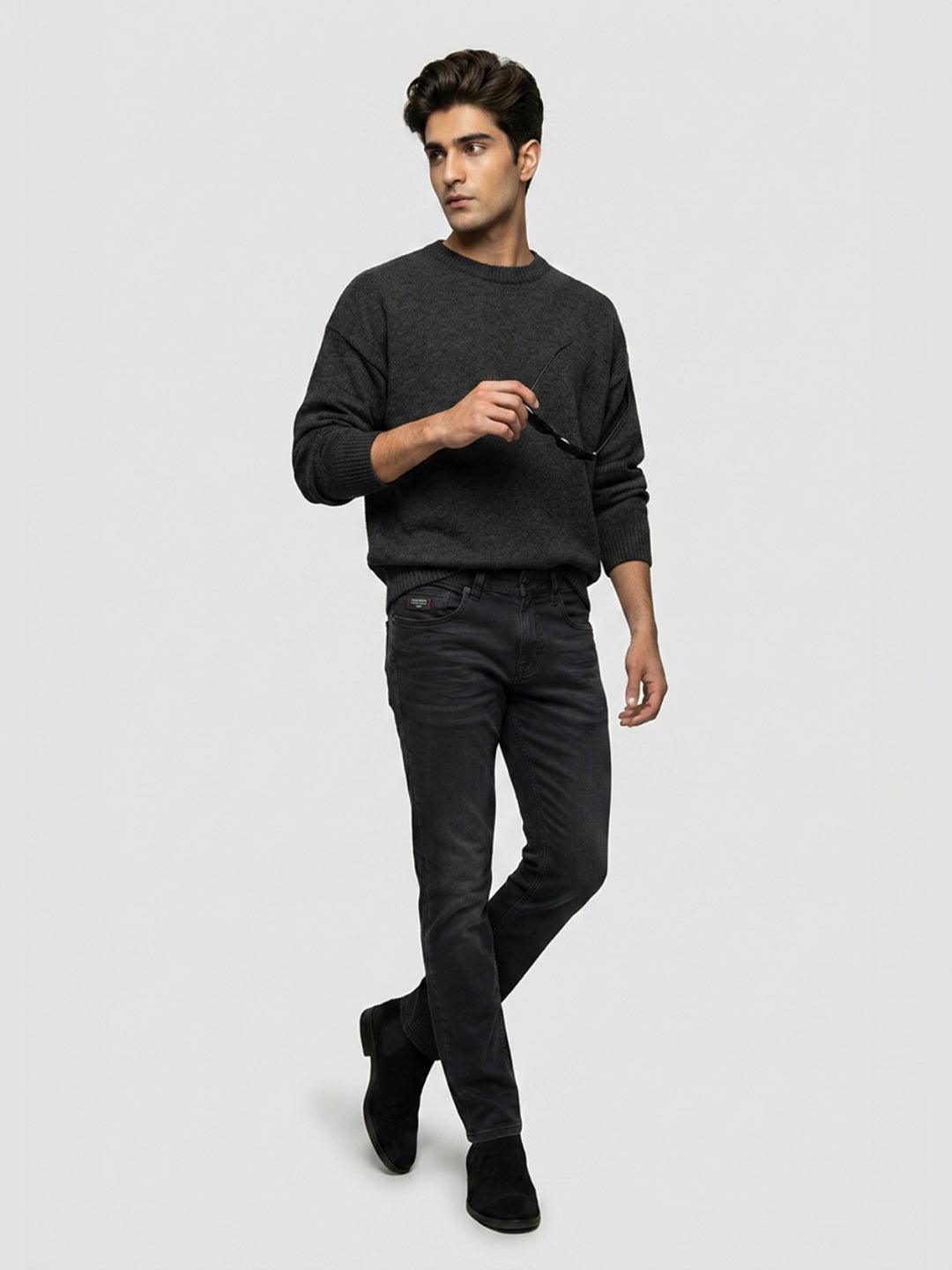 Men Rover Jeans Regular Fit Black Mid Rise