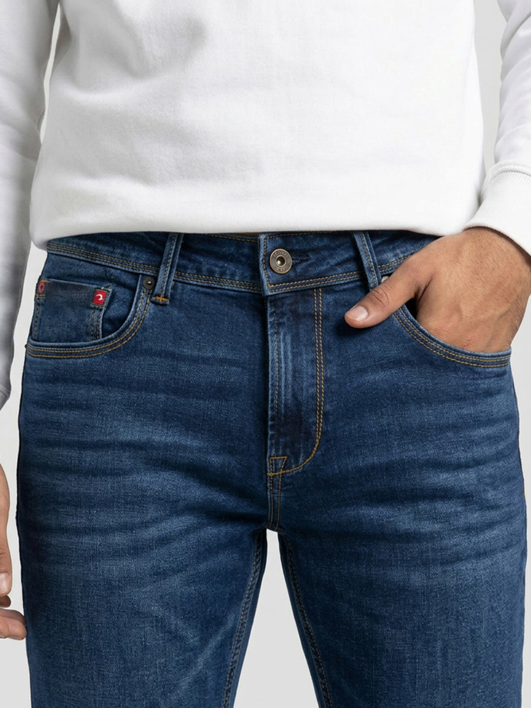 Men Rover Jeans Regular Fit Dark Blue Mid Rise